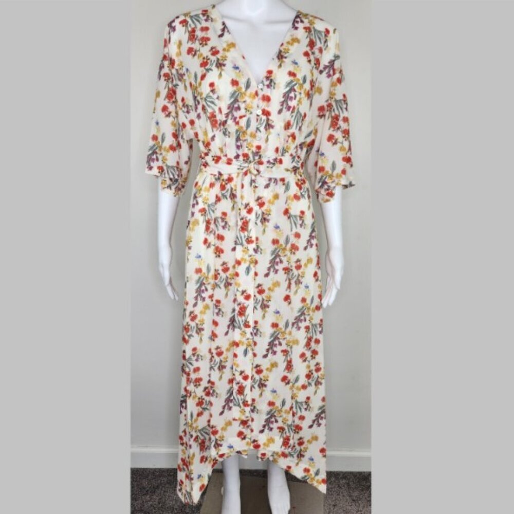NWT Marchesa Notte Leilani Floral Belted Dress Poppy Size 6